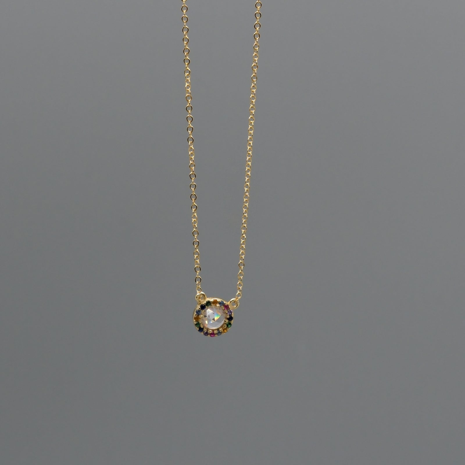 Rainbow halo necklace