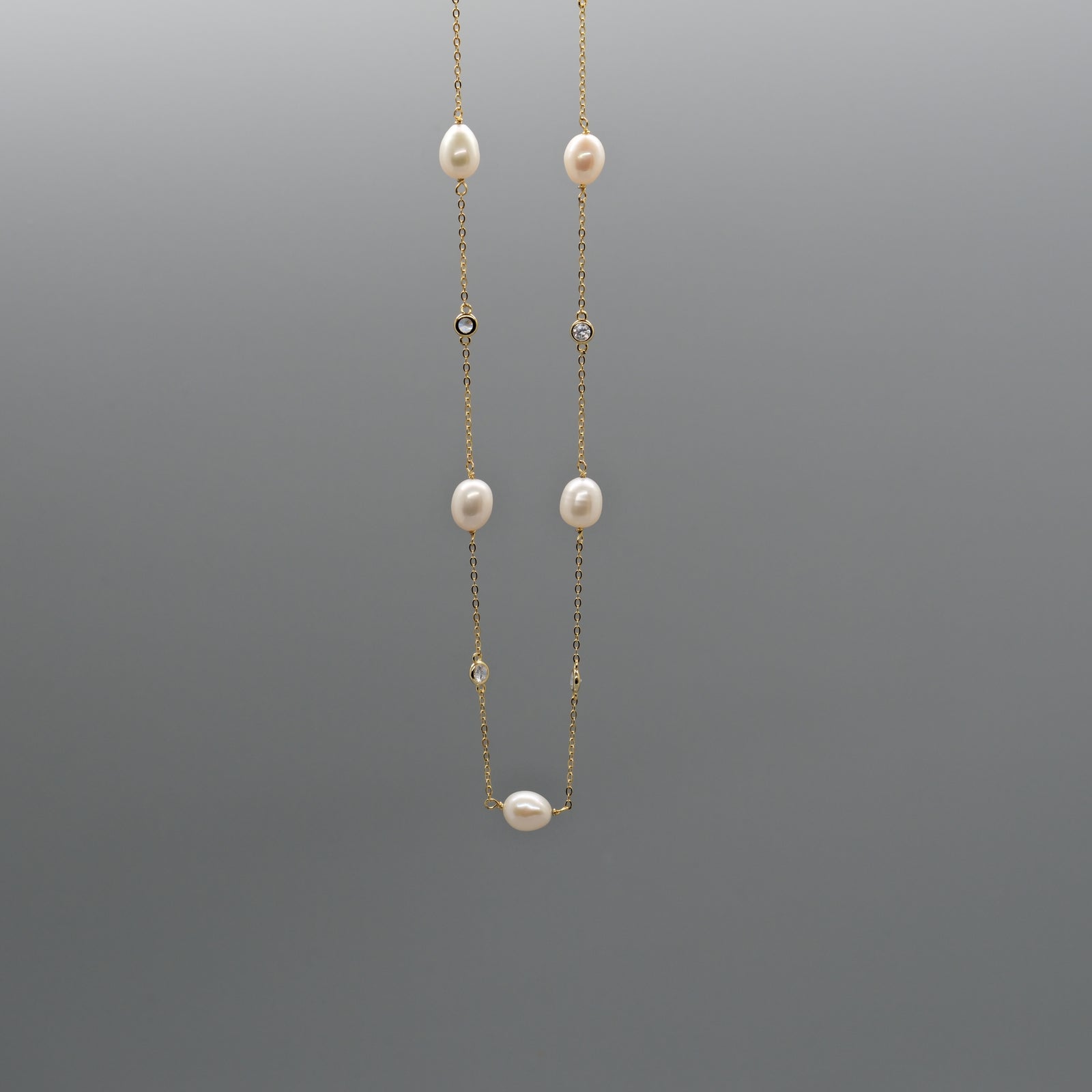 Pearl sparkle station necklace