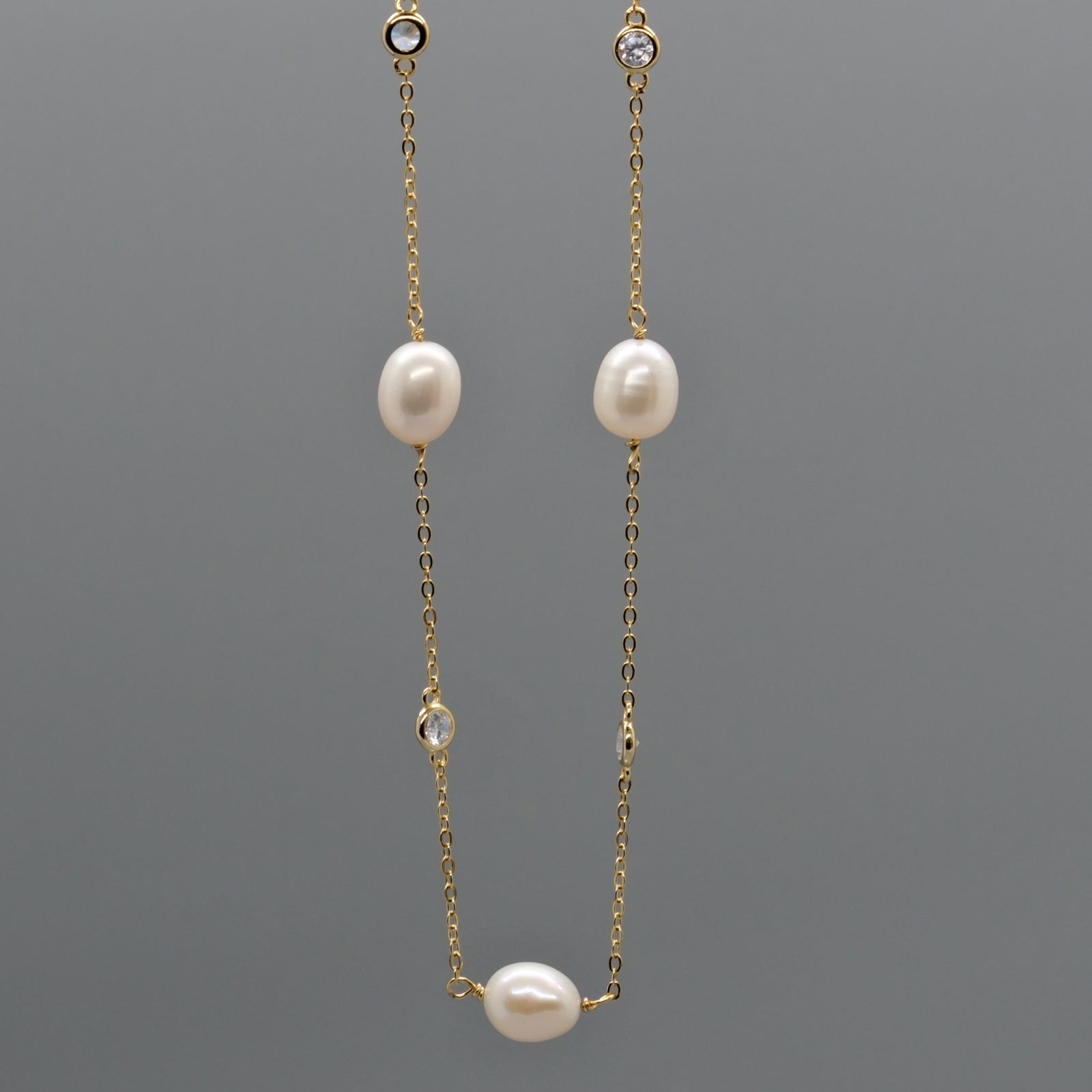 Pearl sparkle station necklace