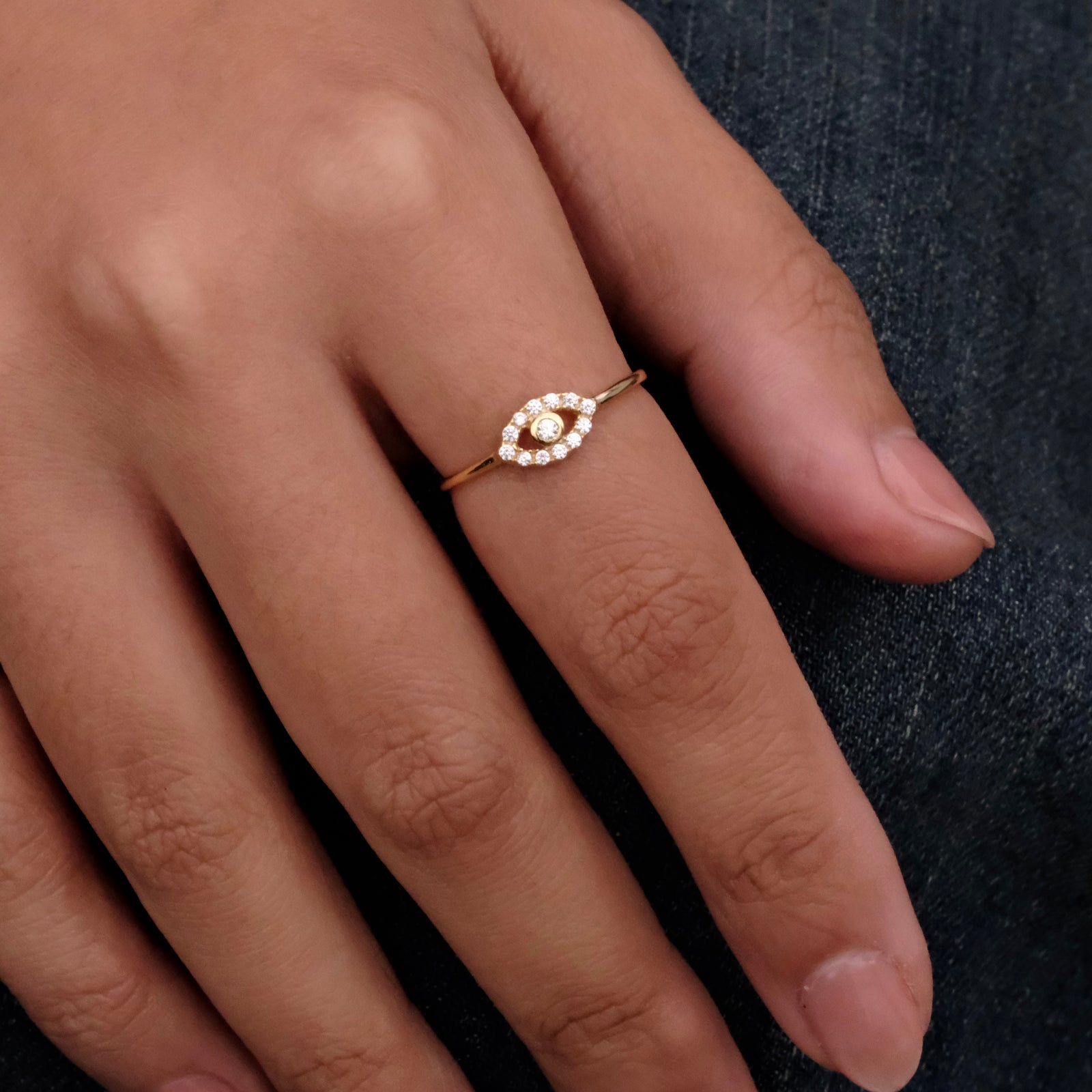 Evil eye on plain band ring