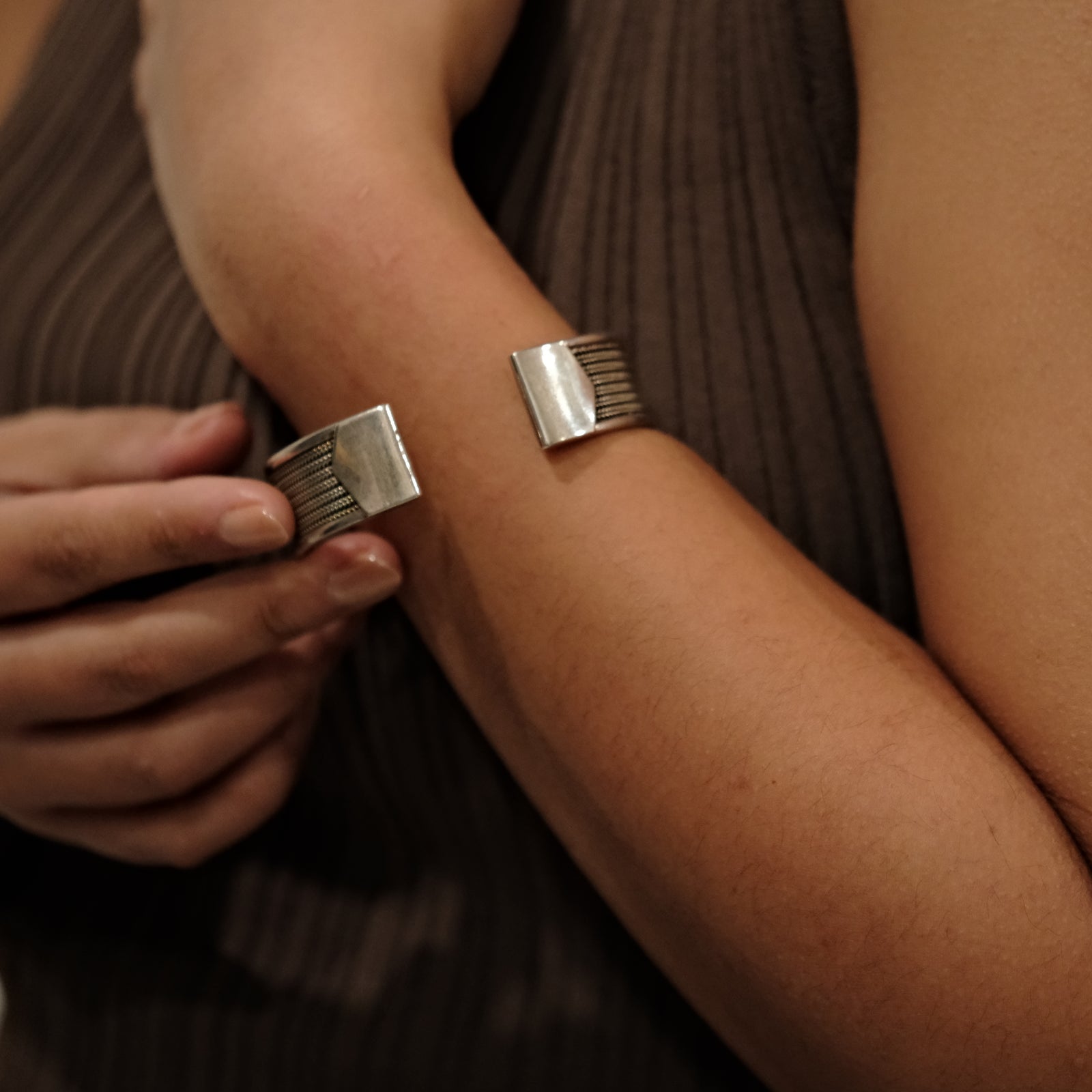 textured silver cuff bracelet