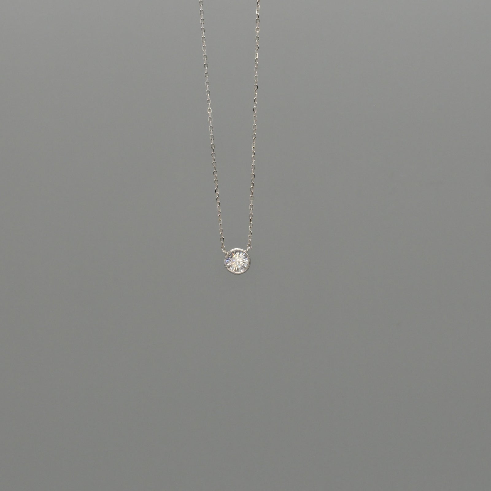 cz bezel silver necklace