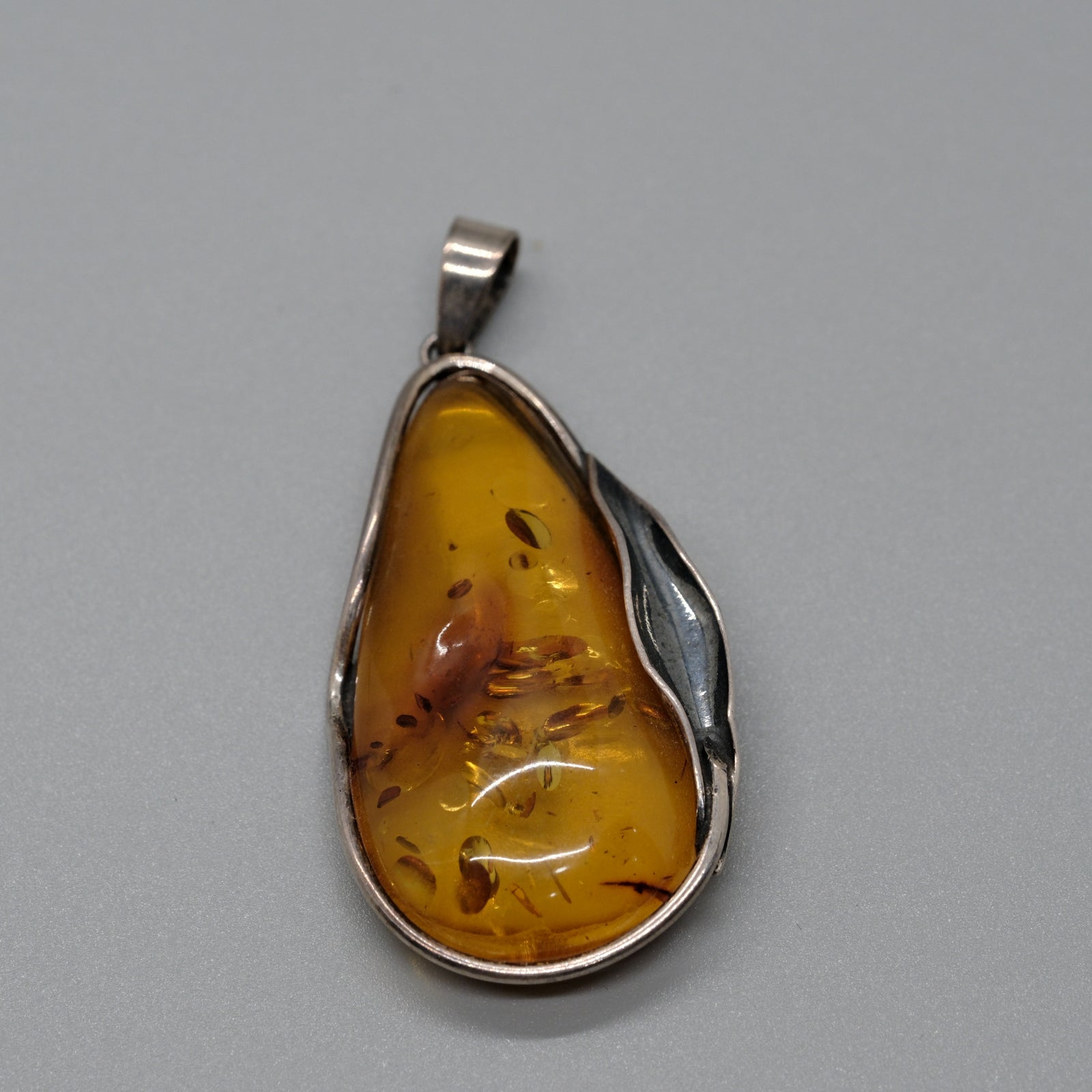 Golden Amber Teardrop Pendant