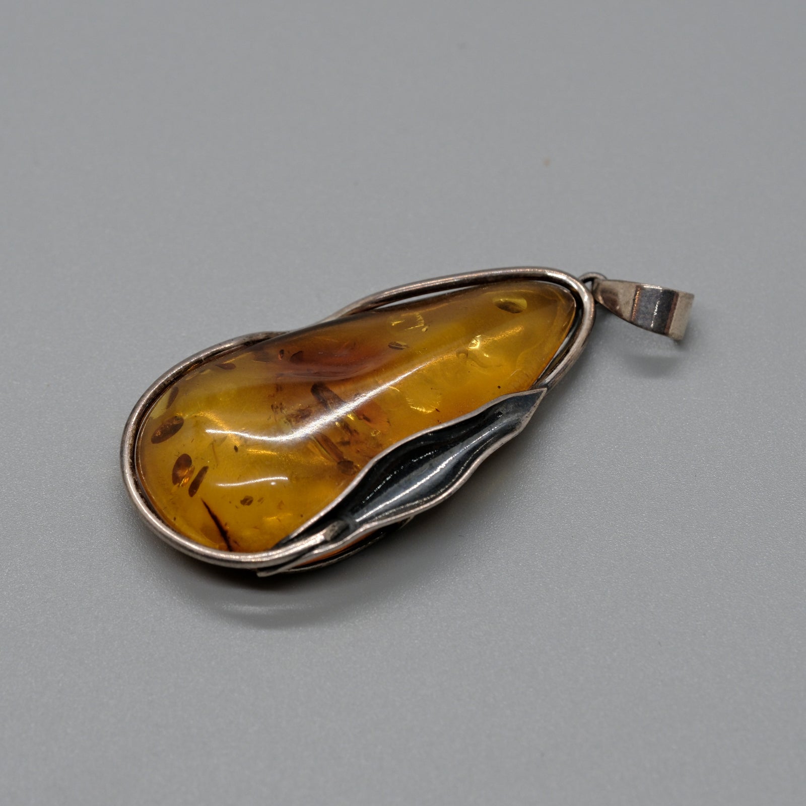 Golden Amber Teardrop Pendant