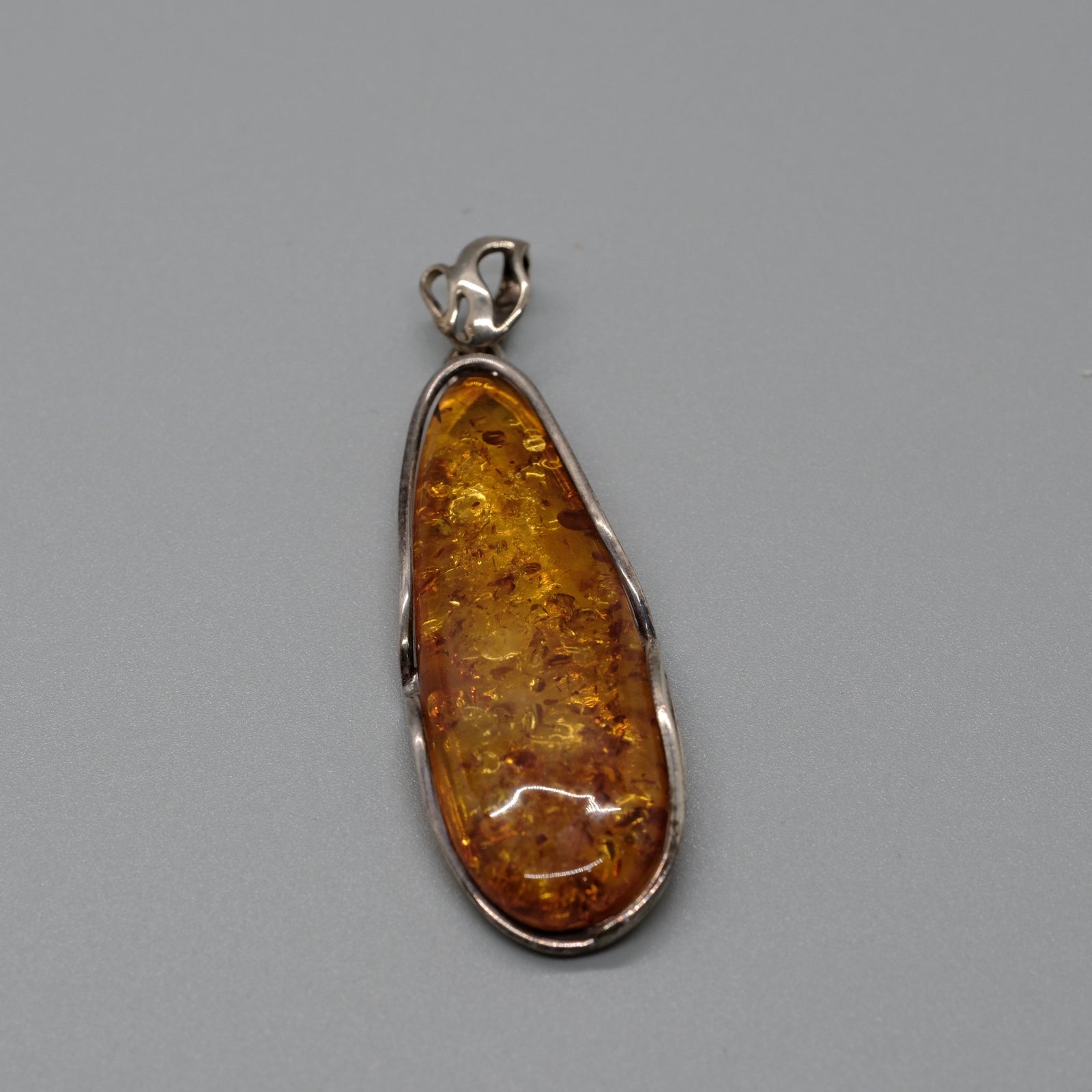 Golden Ember Long Amber Pendant