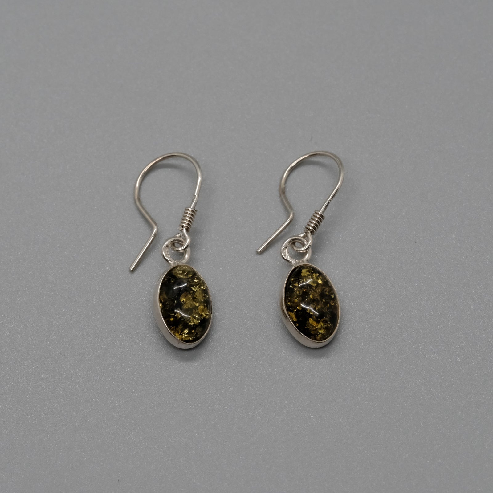 Green Amber Drop Earrings