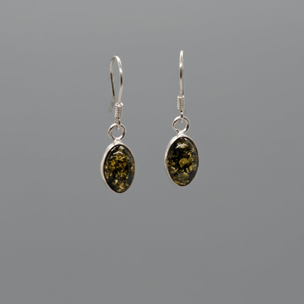 Green Amber Drop Earrings