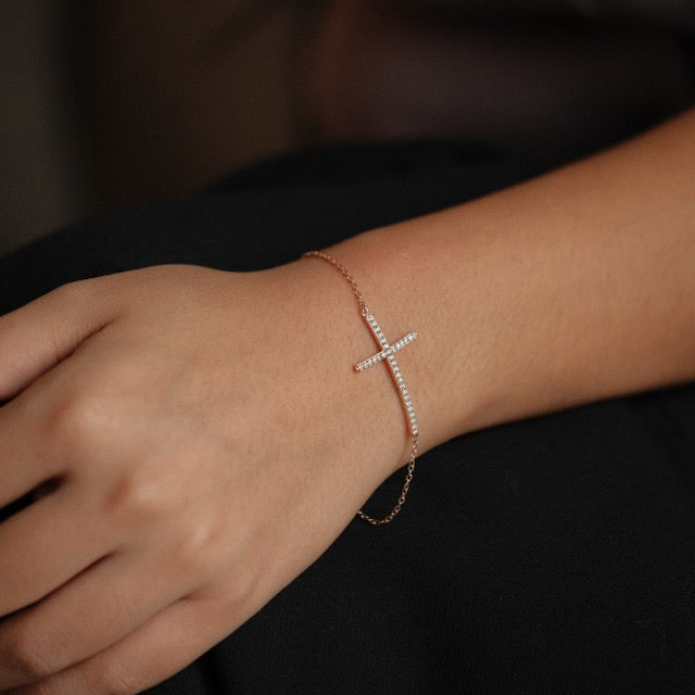 Radiant cross bracelet