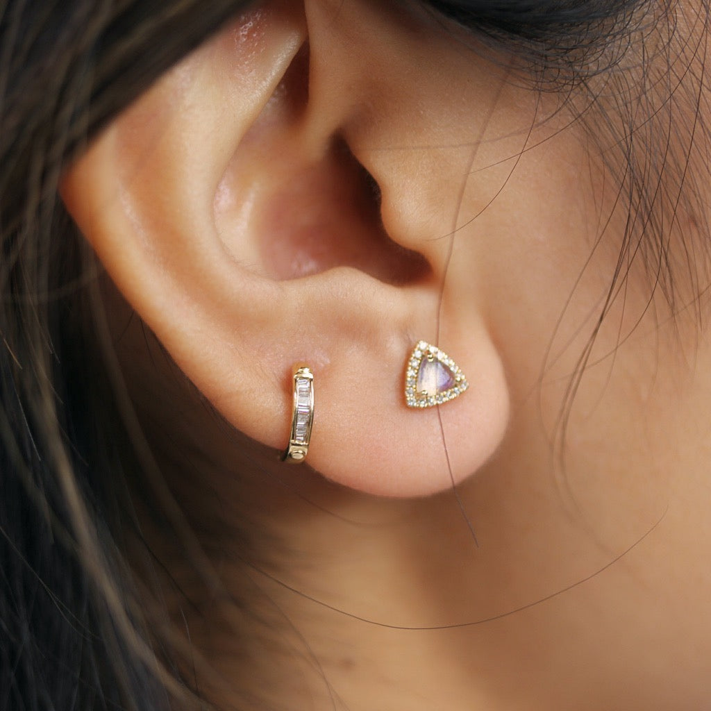 Triangle Moonstone stud earrings