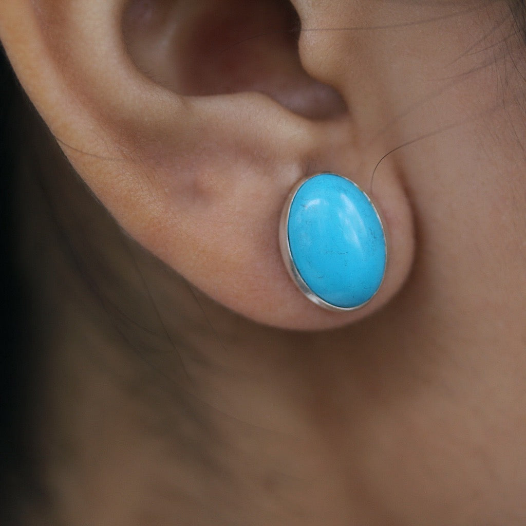 Oval Turquoise stud earrings
