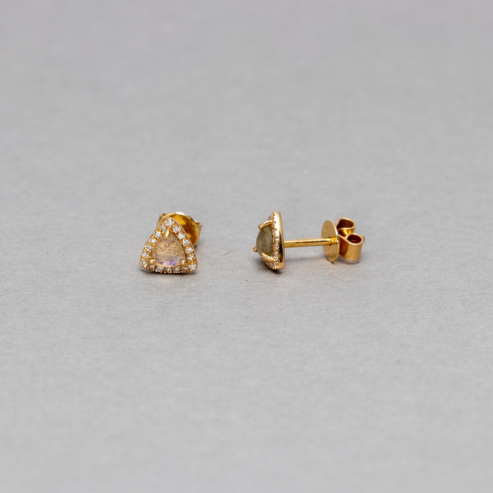 Triangle Moonstone stud earrings