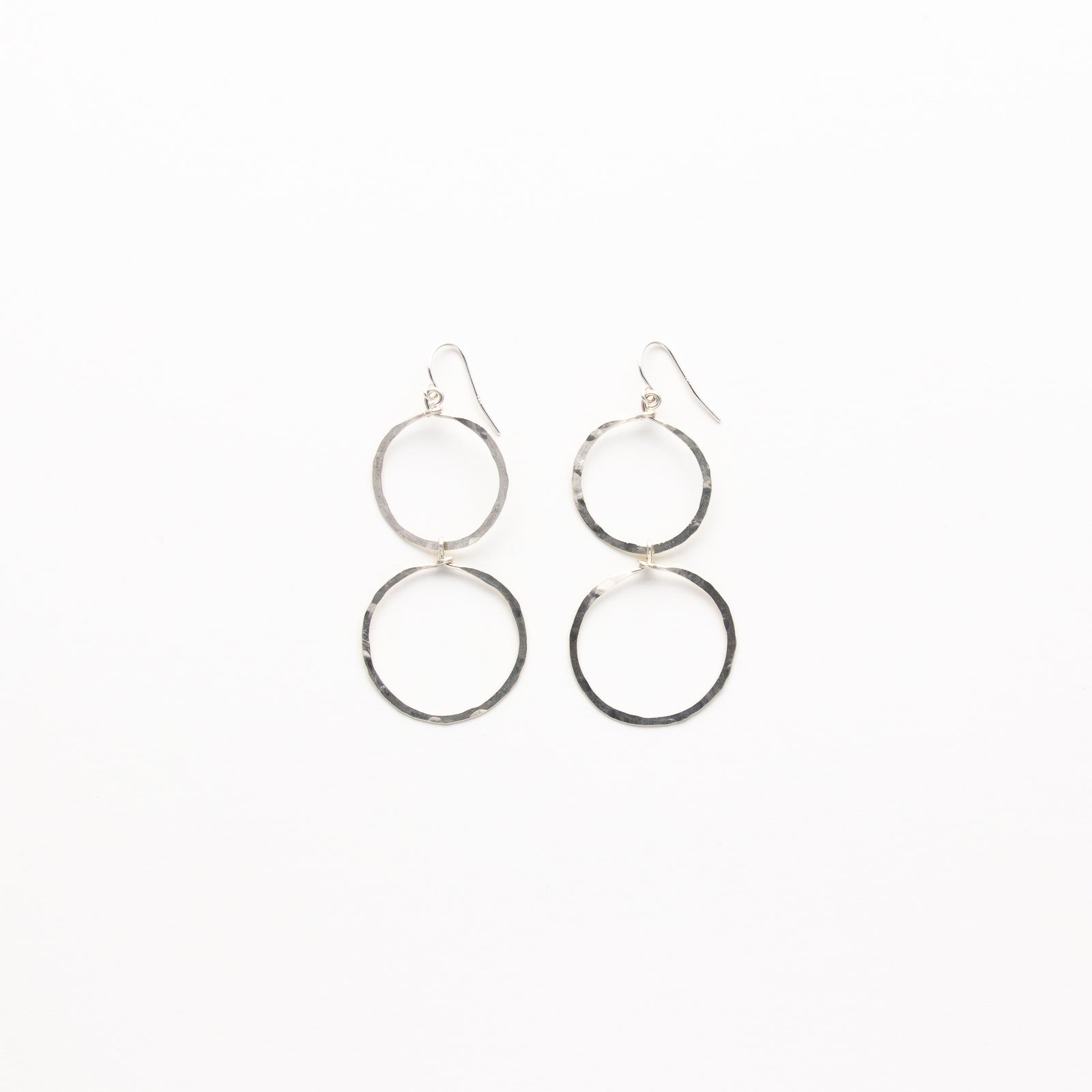 Hammered Large Double Circle Earrings