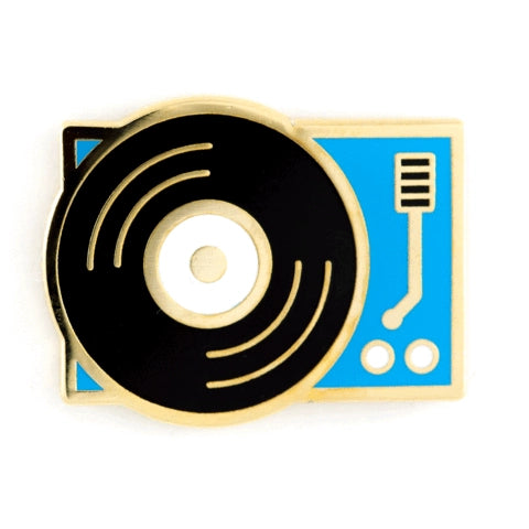Record player enamel pin