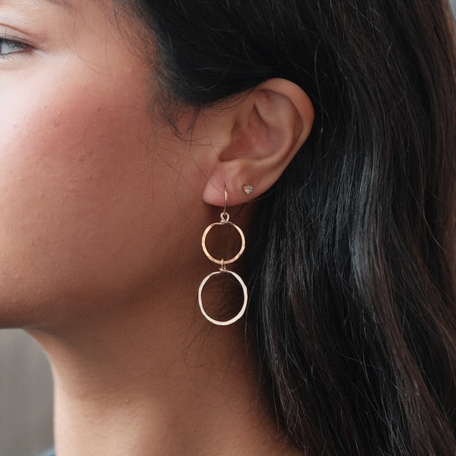 Hammered Double Circle Earrings