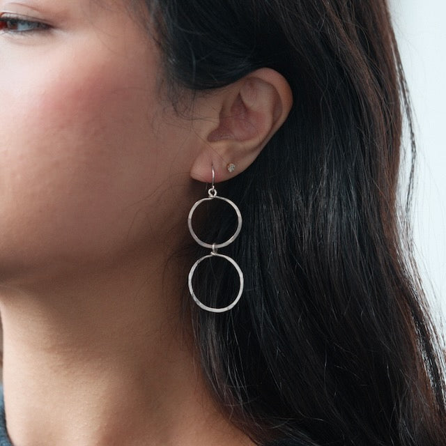 Hammered Double Circle Earrings