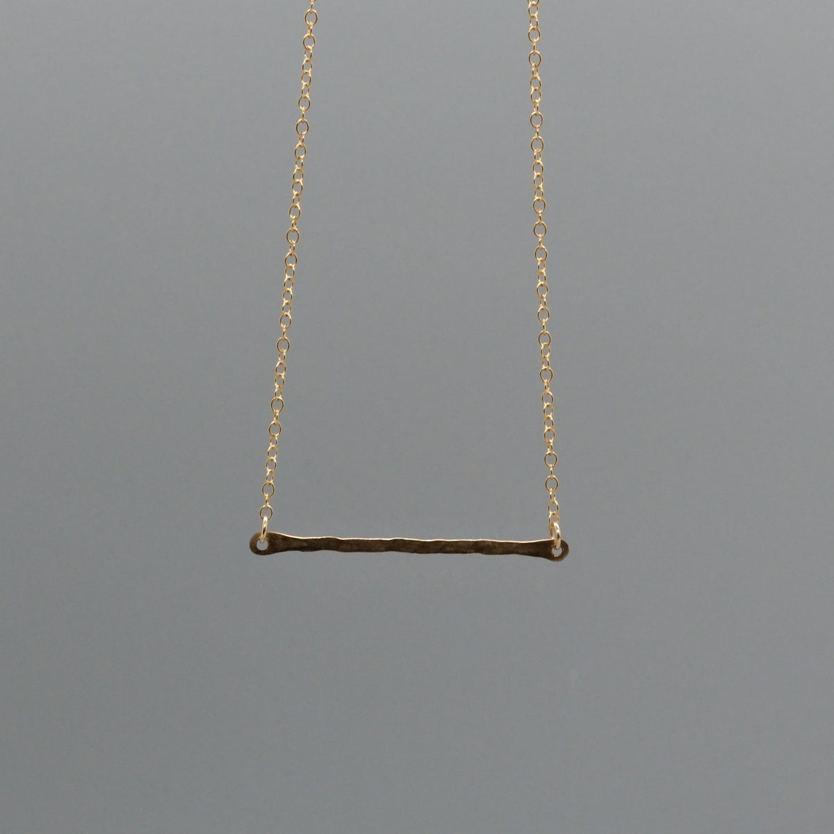 Hammered gold bar necklace