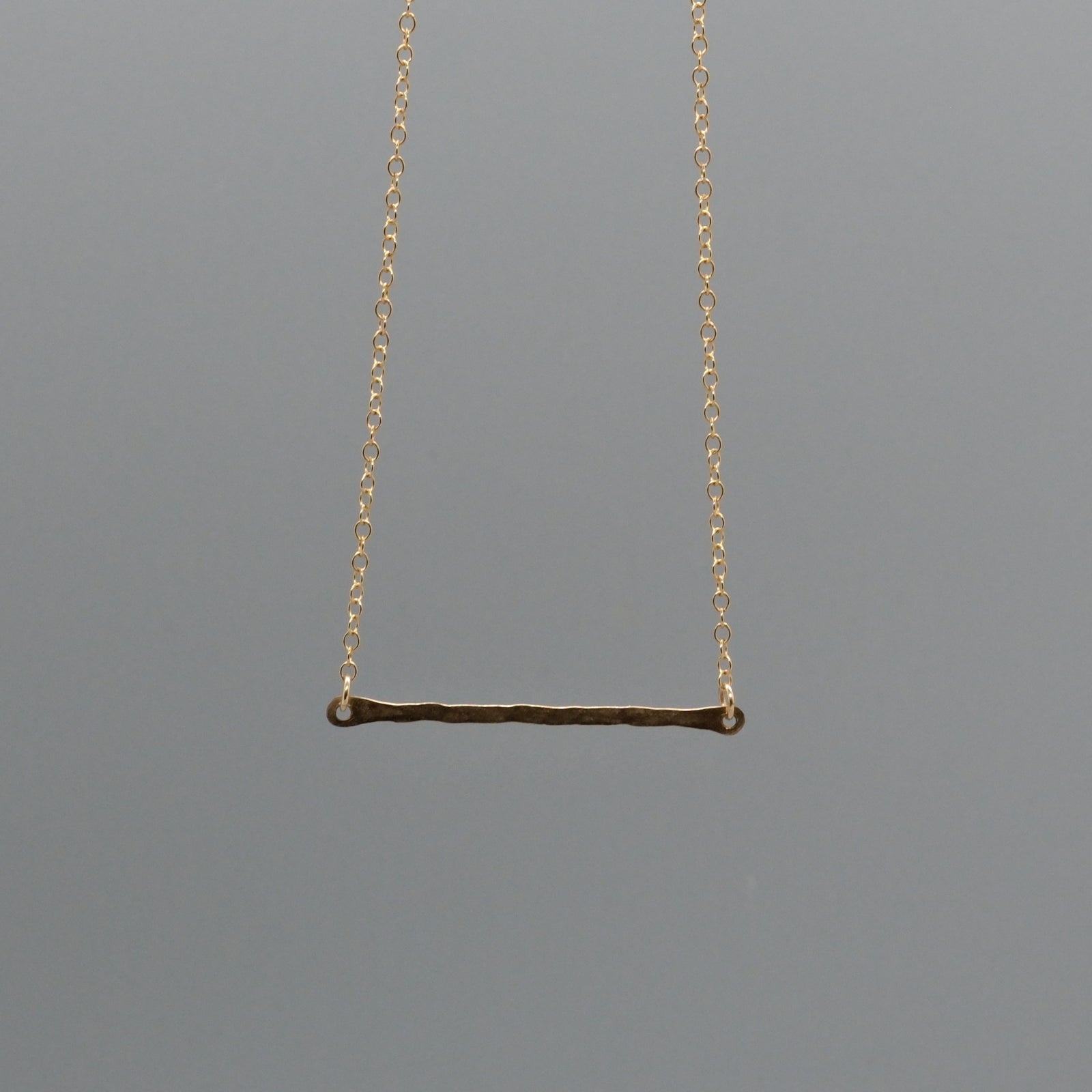 Hammered gold bar necklace