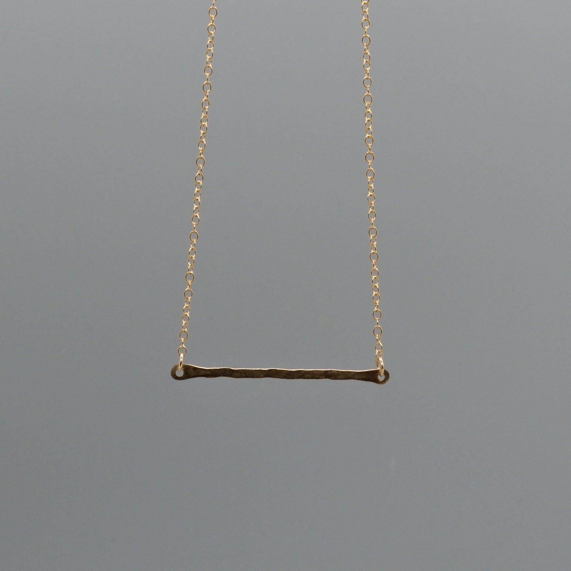 Hammered gold bar necklace