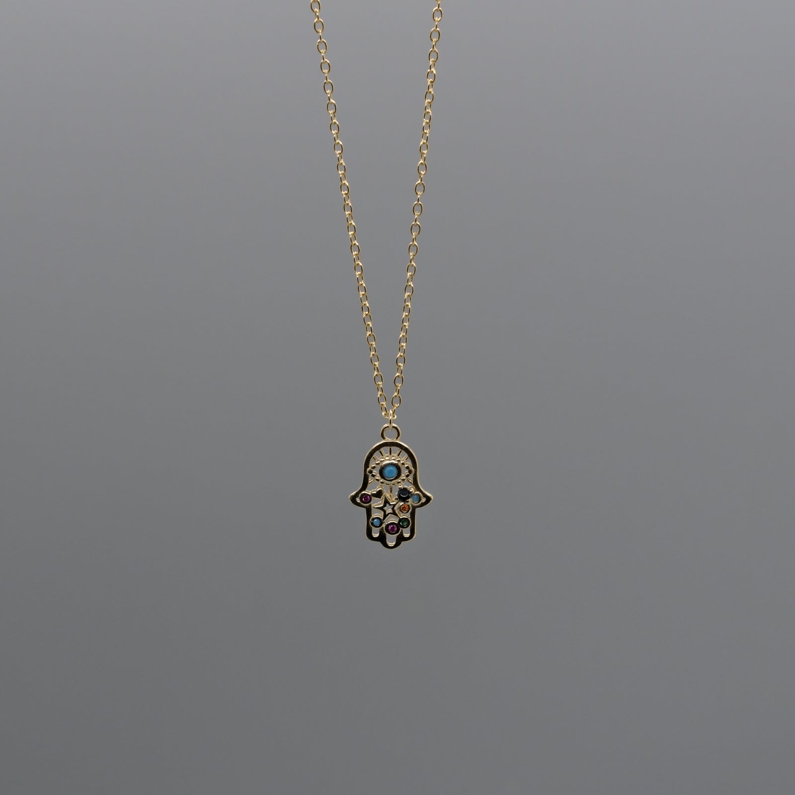 rainbow hamsa necklace