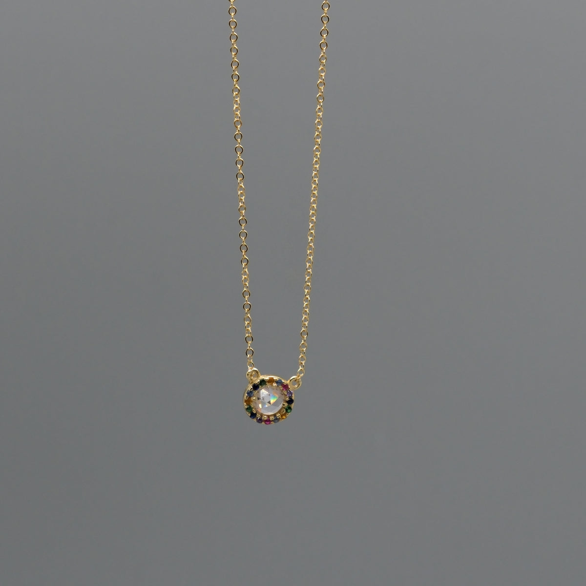 Rainbow halo necklace