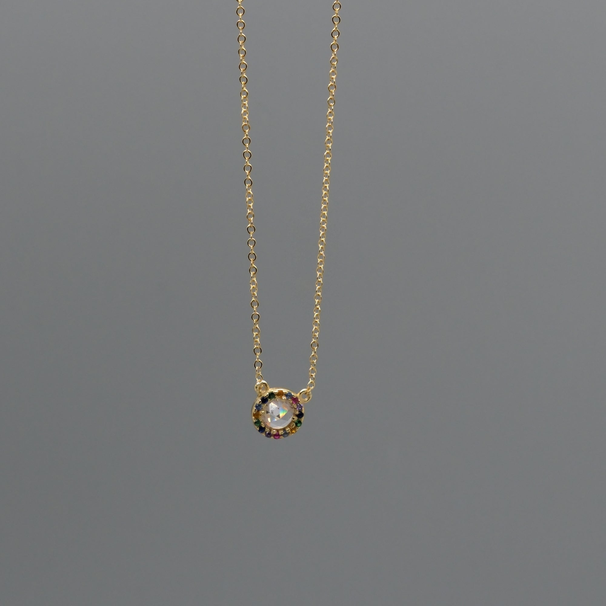 Rainbow halo necklace