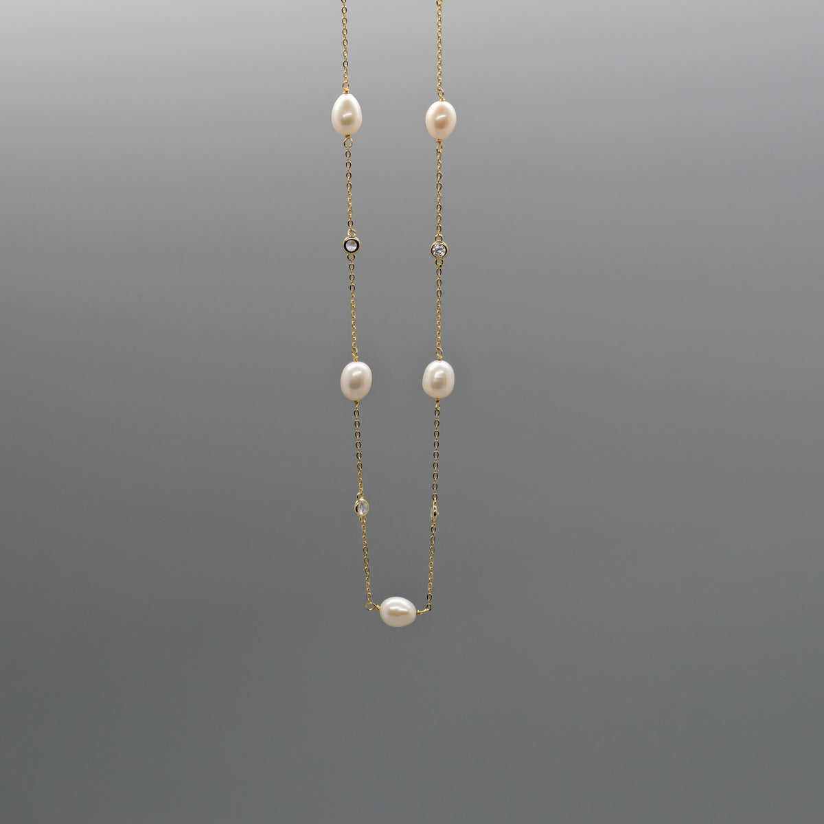 Pearl sparkle station necklace