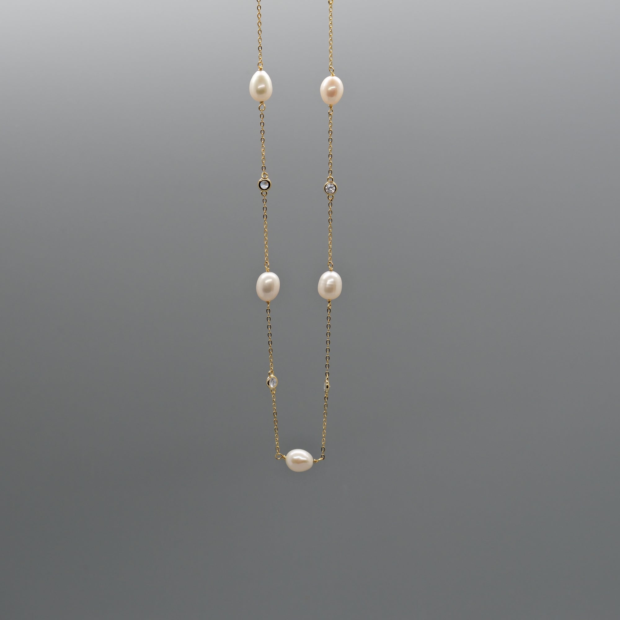 Pearl sparkle station necklace