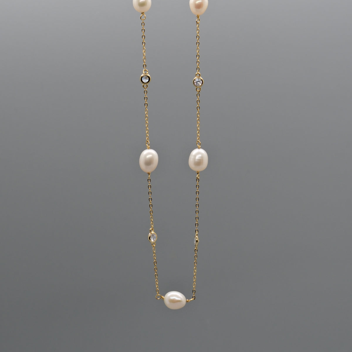 Pearl sparkle station necklace