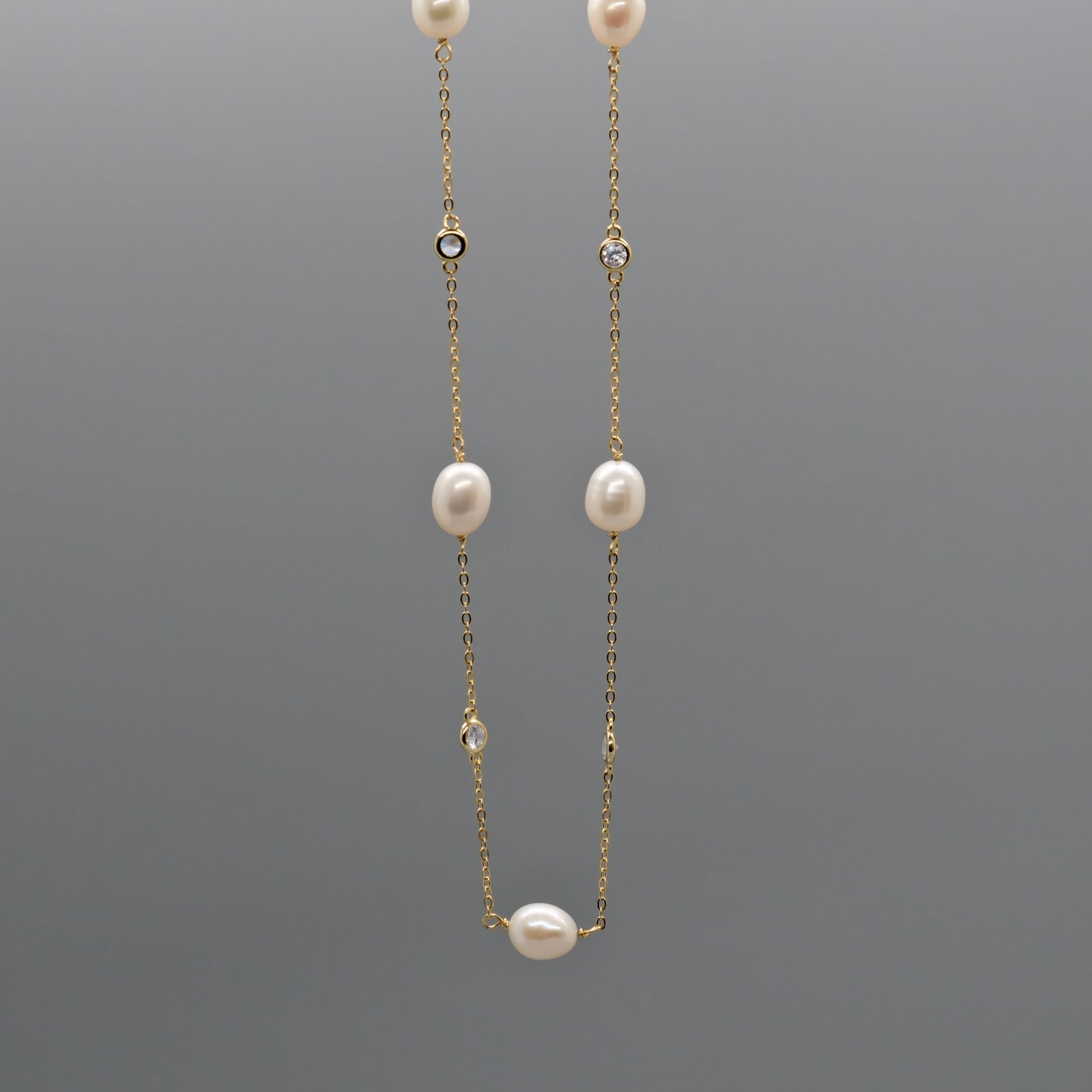 Pearl sparkle station necklace