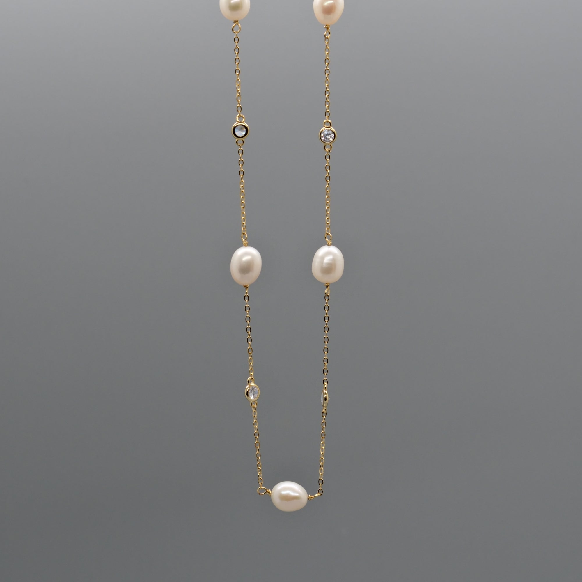 Pearl sparkle station necklace