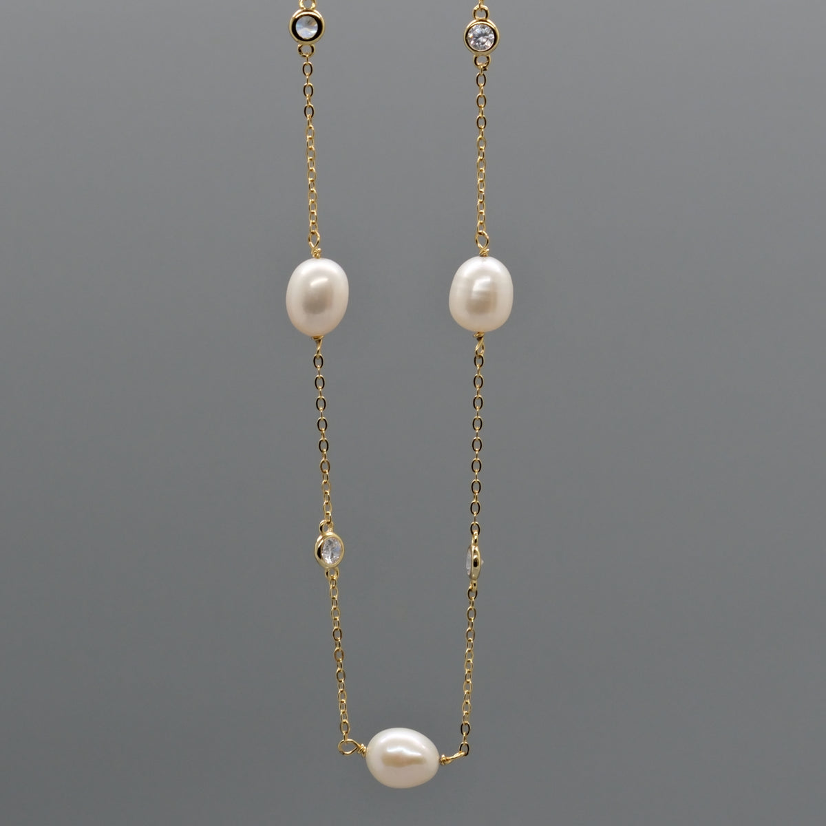 Pearl sparkle station necklace