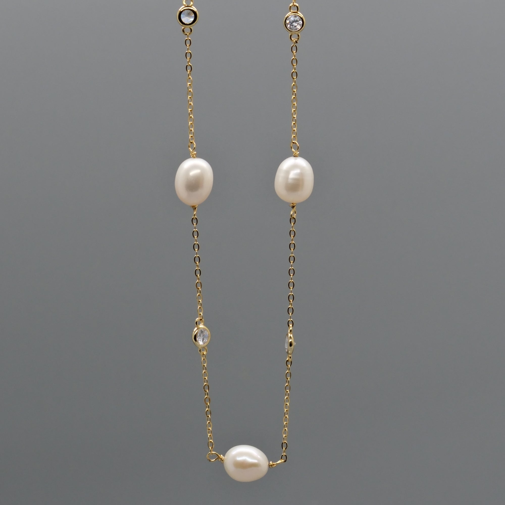 Pearl sparkle station necklace