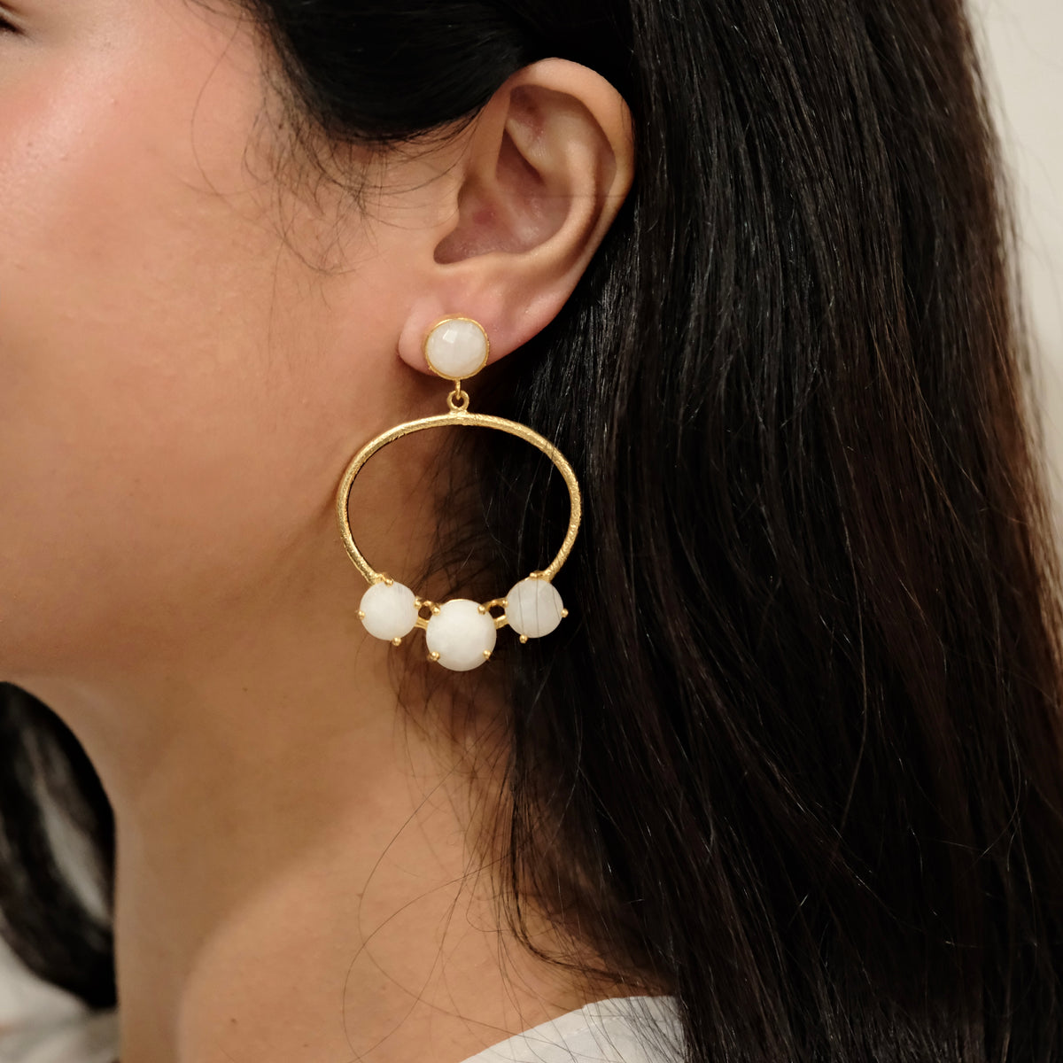 brass post drop earrings