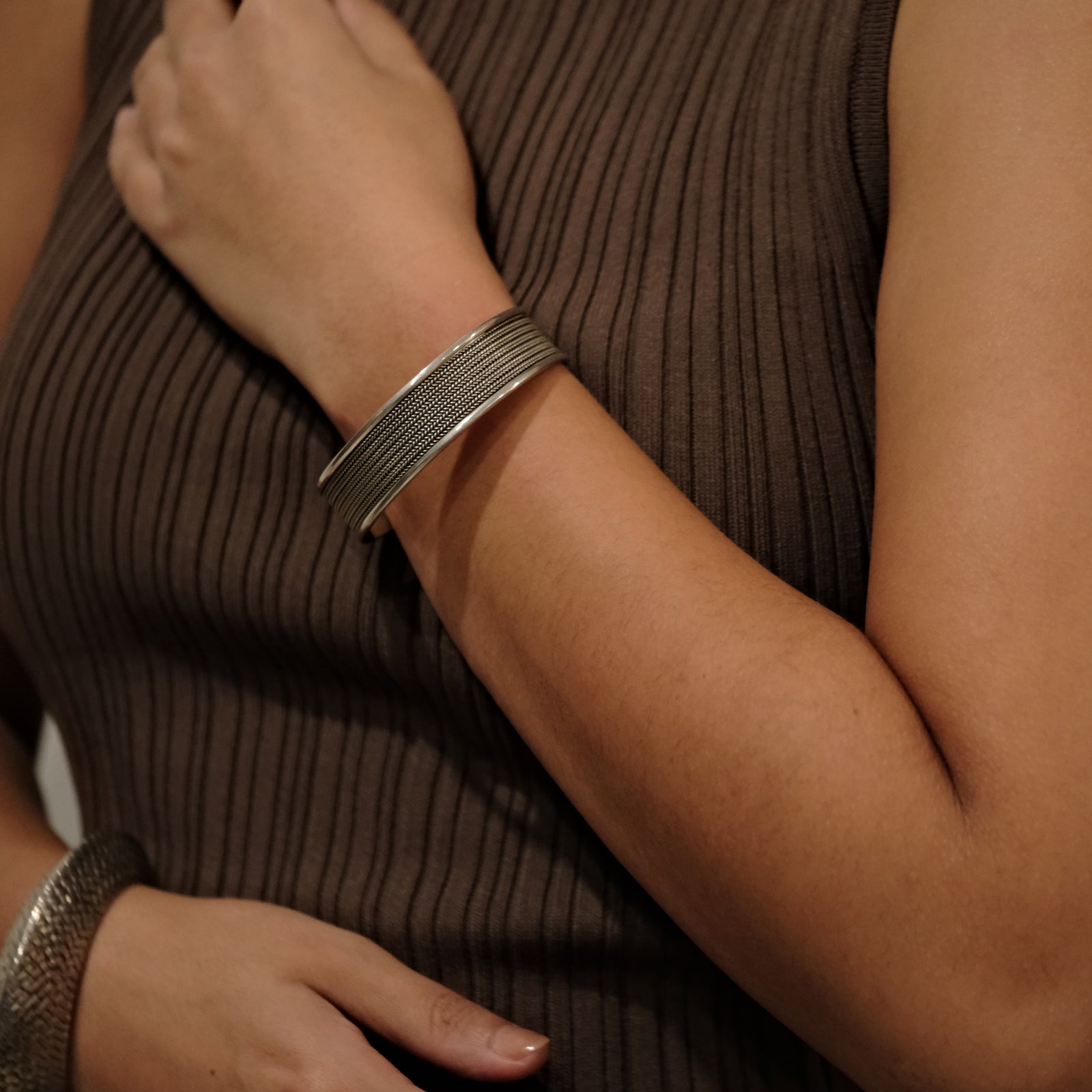 textured silver cuff bracelet