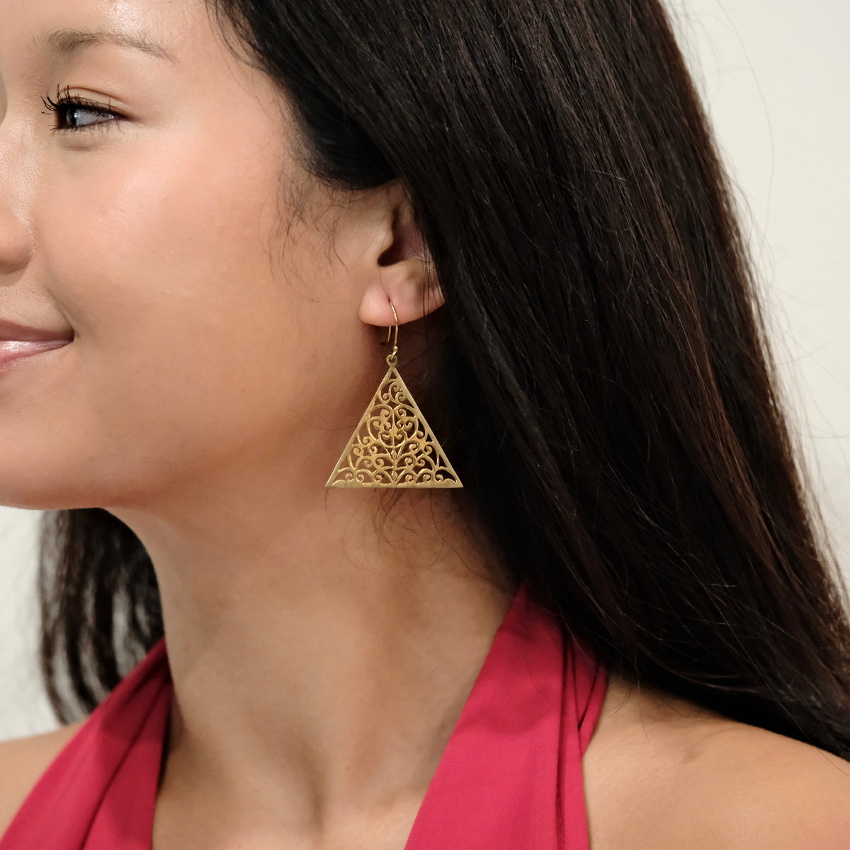 filigree triangle earrings