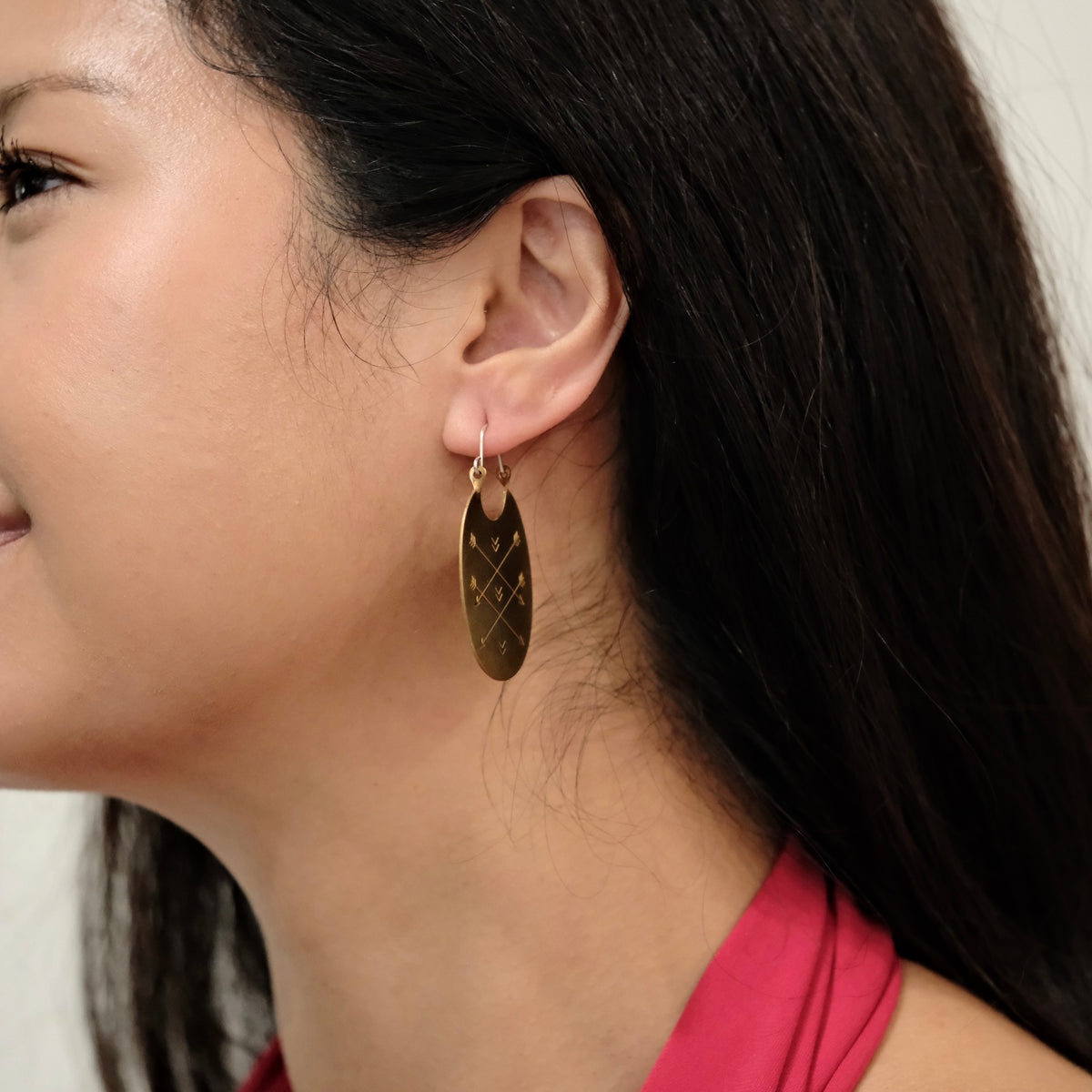 brass oval earrings