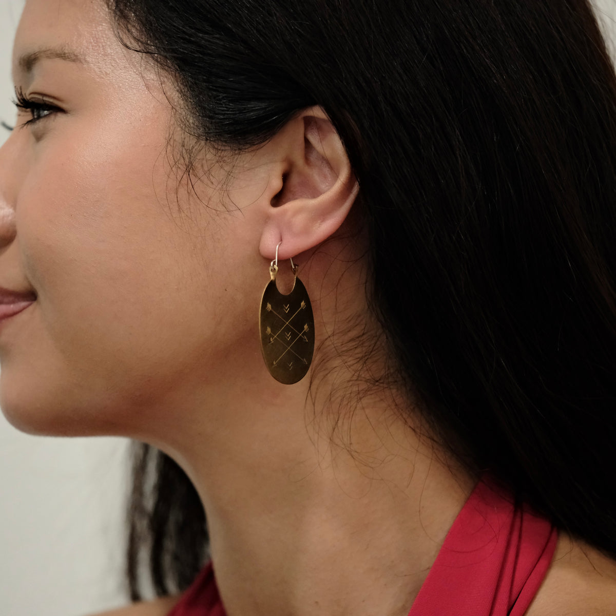 brass oval earrings