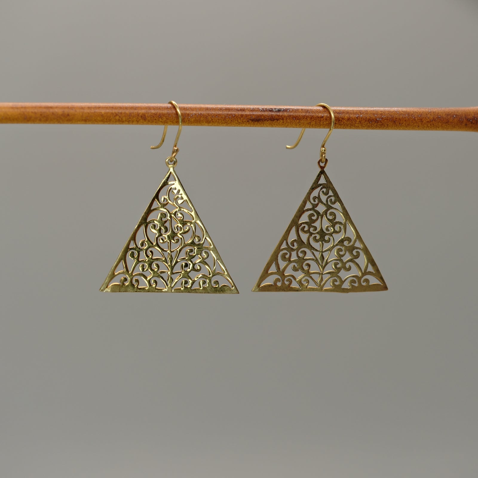 filigree triangle earrings