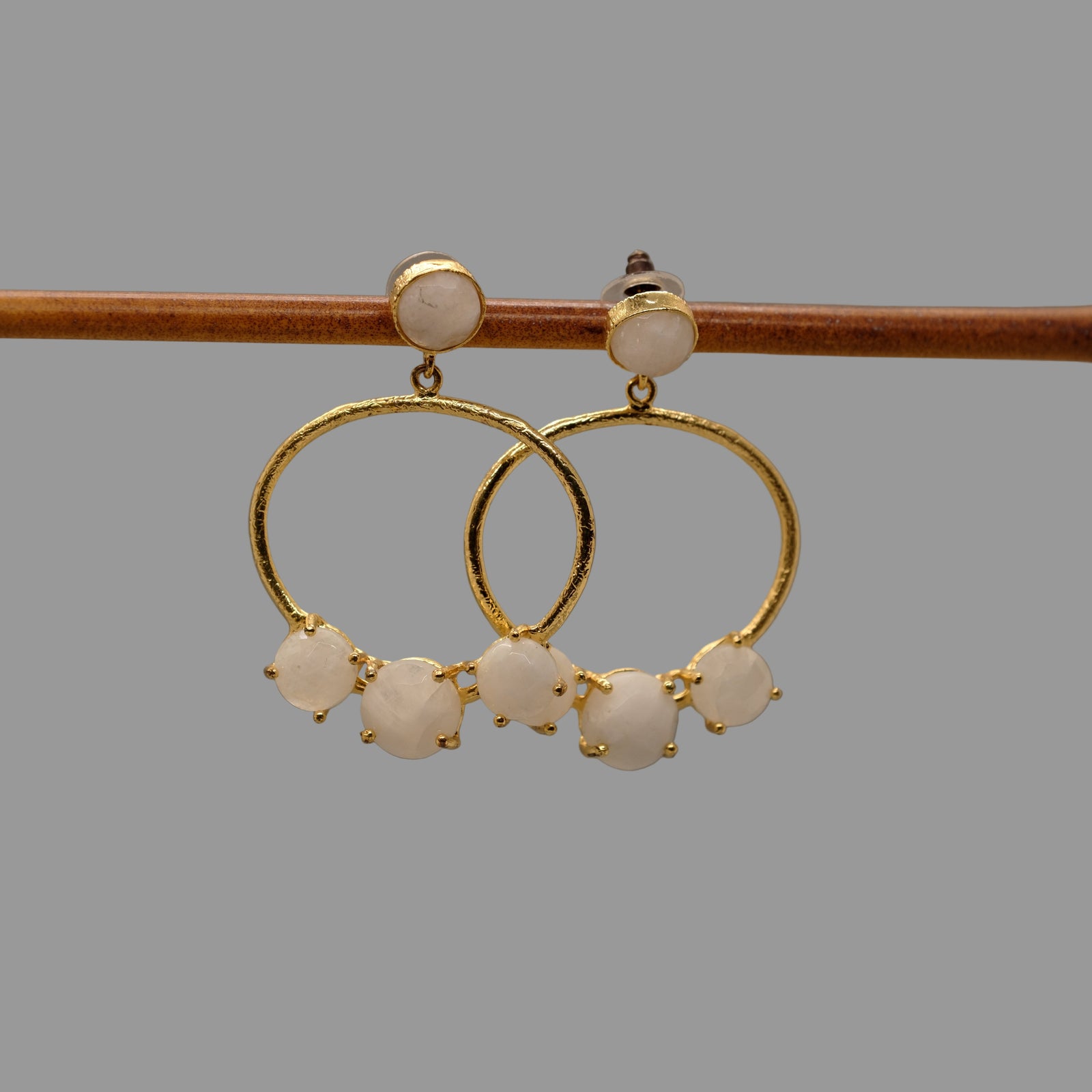 brass post drop earrings