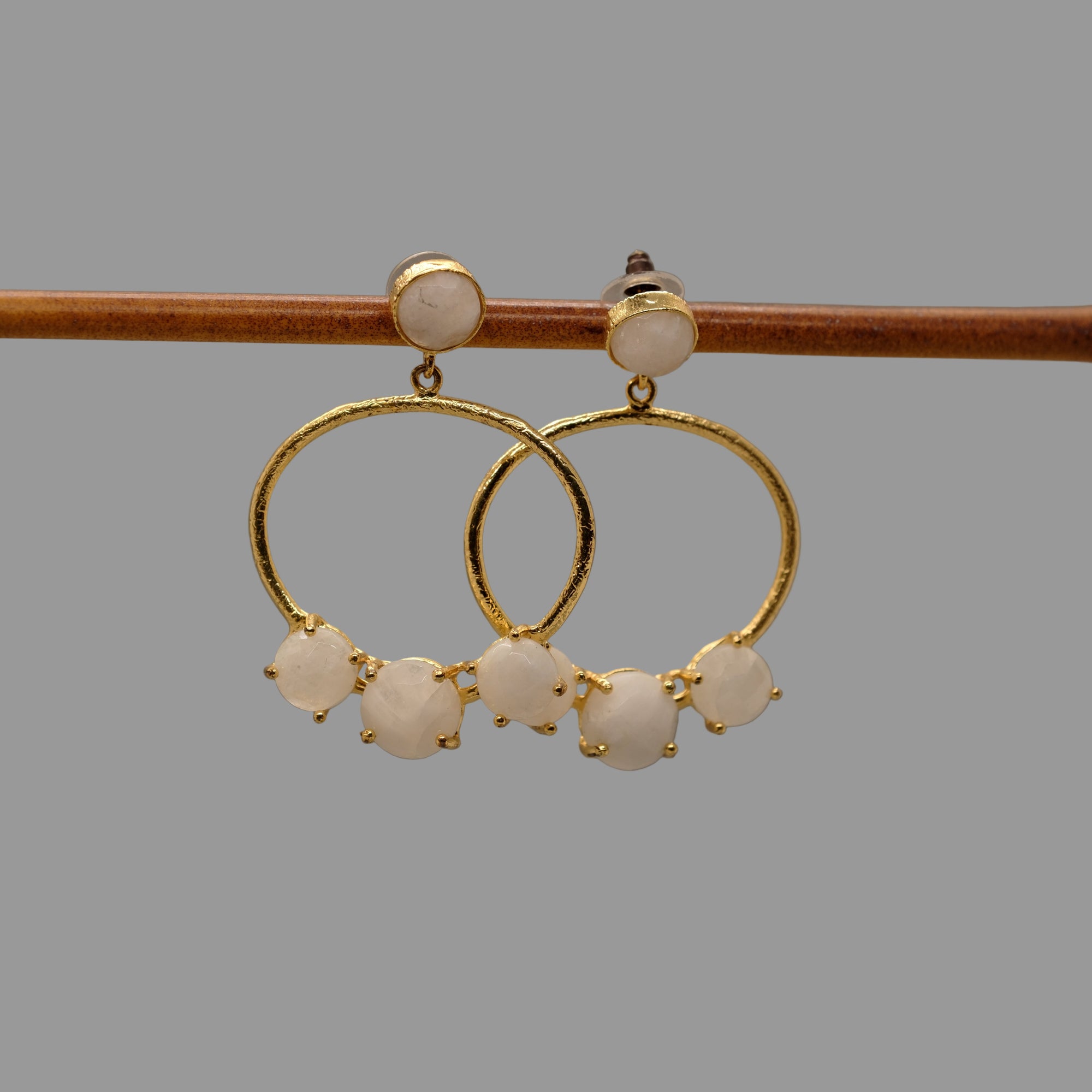 brass post drop earrings