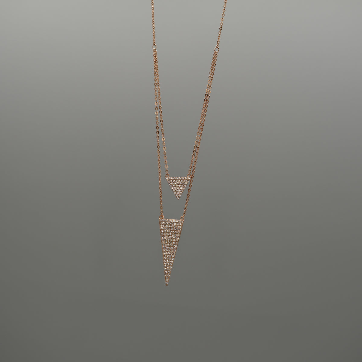 Double Pave Triangle Necklace