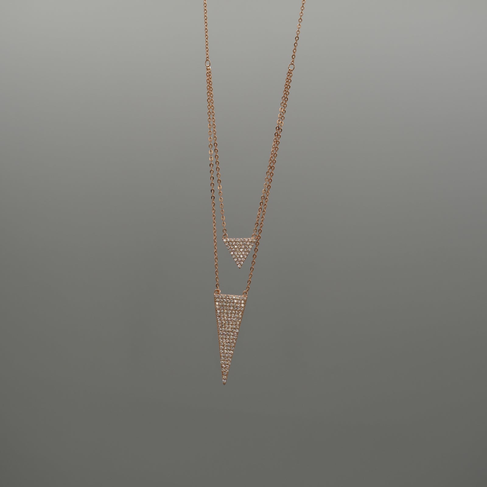 Double Pave Triangle Necklace