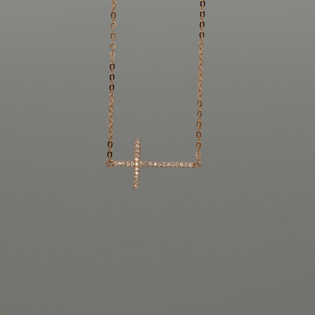 Sideway Cz Cross Necklace