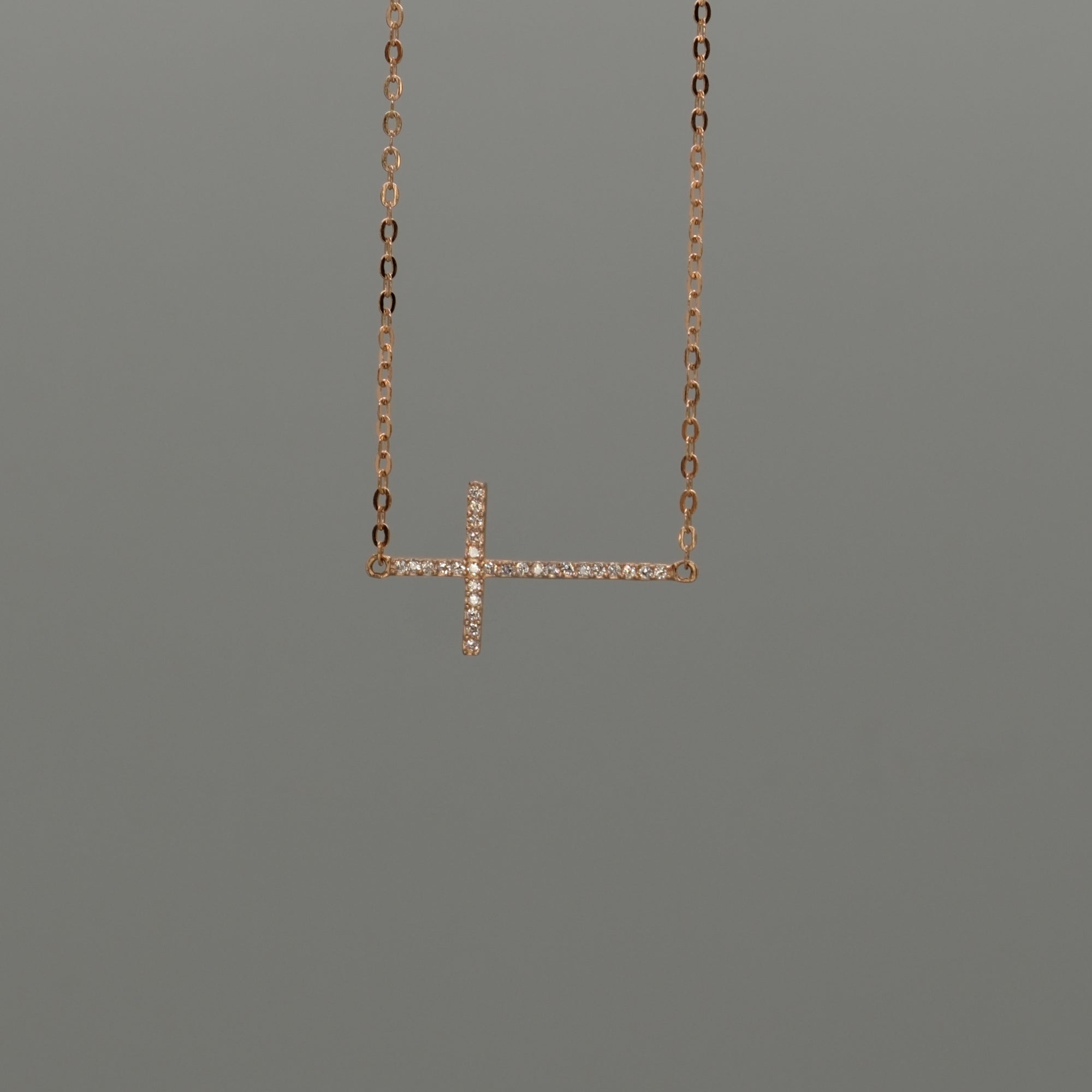 Sideway Cz Cross Necklace