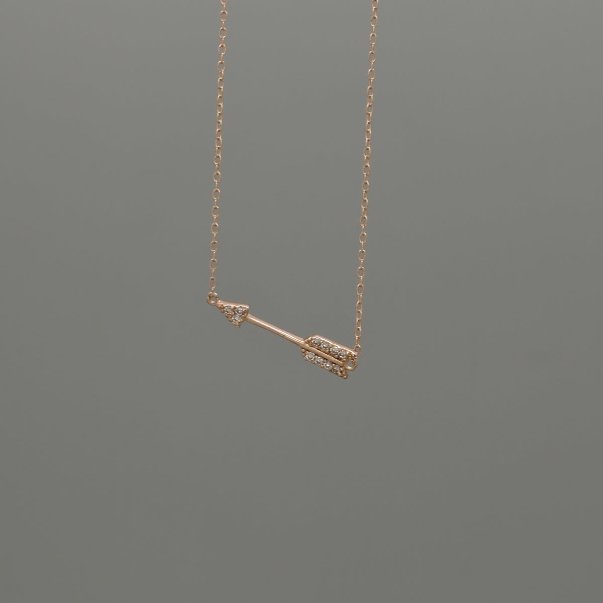 Sideways Medium CZ Arrow Necklace