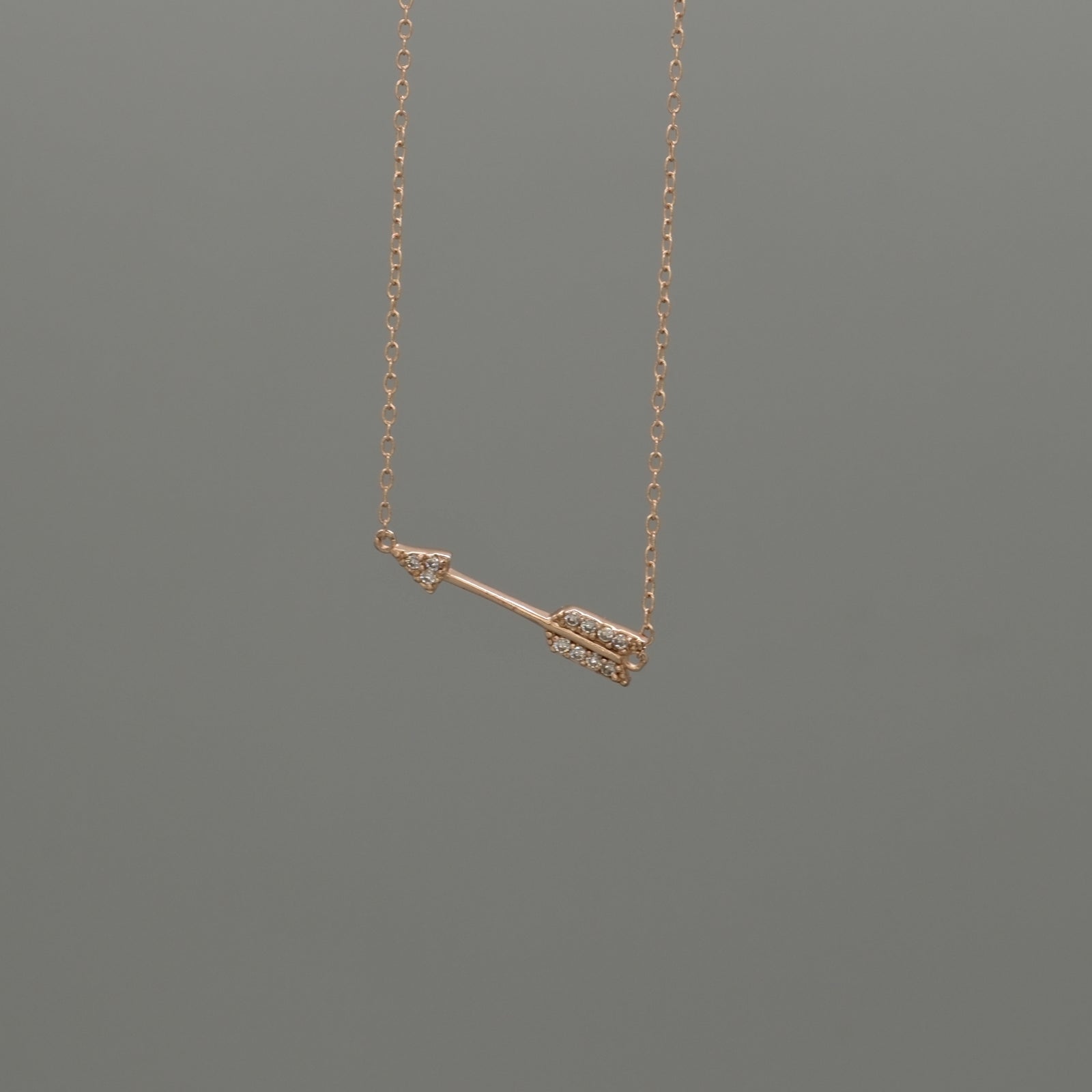 Sideways Medium CZ Arrow Necklace
