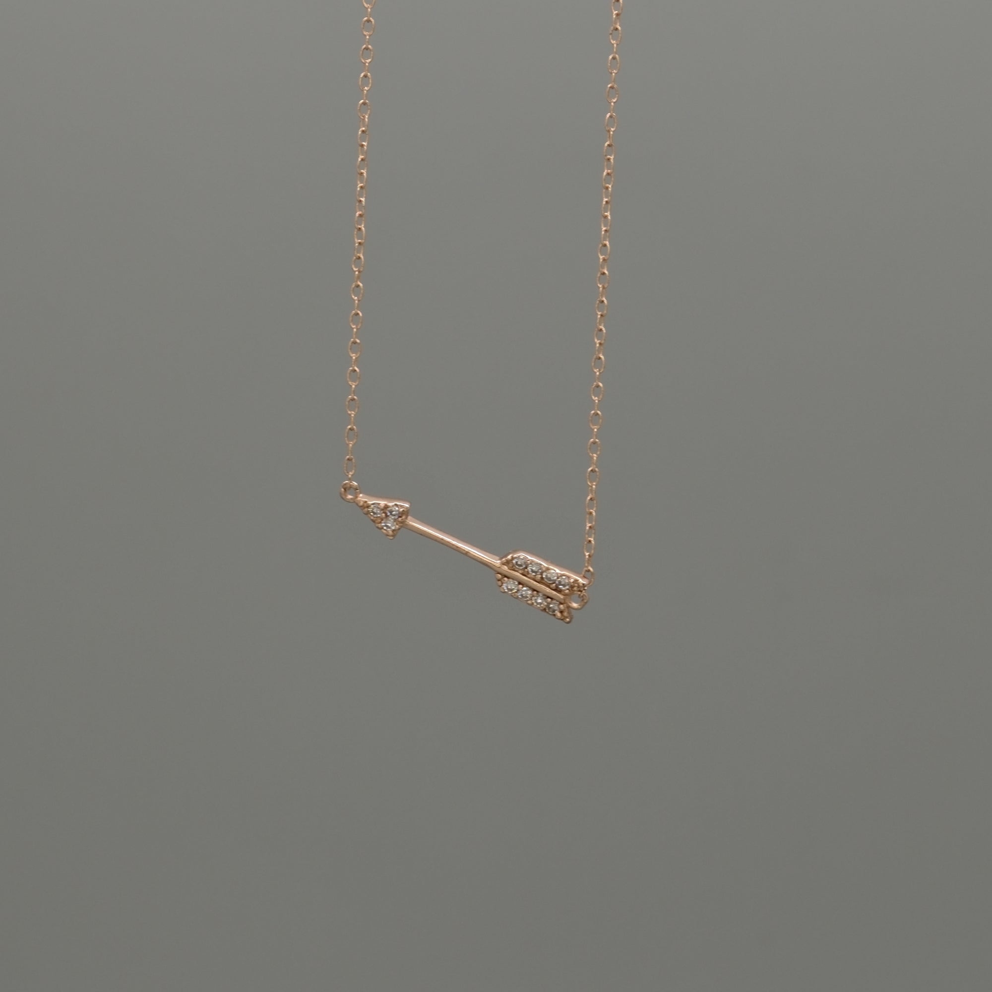 Sideways Medium CZ Arrow Necklace