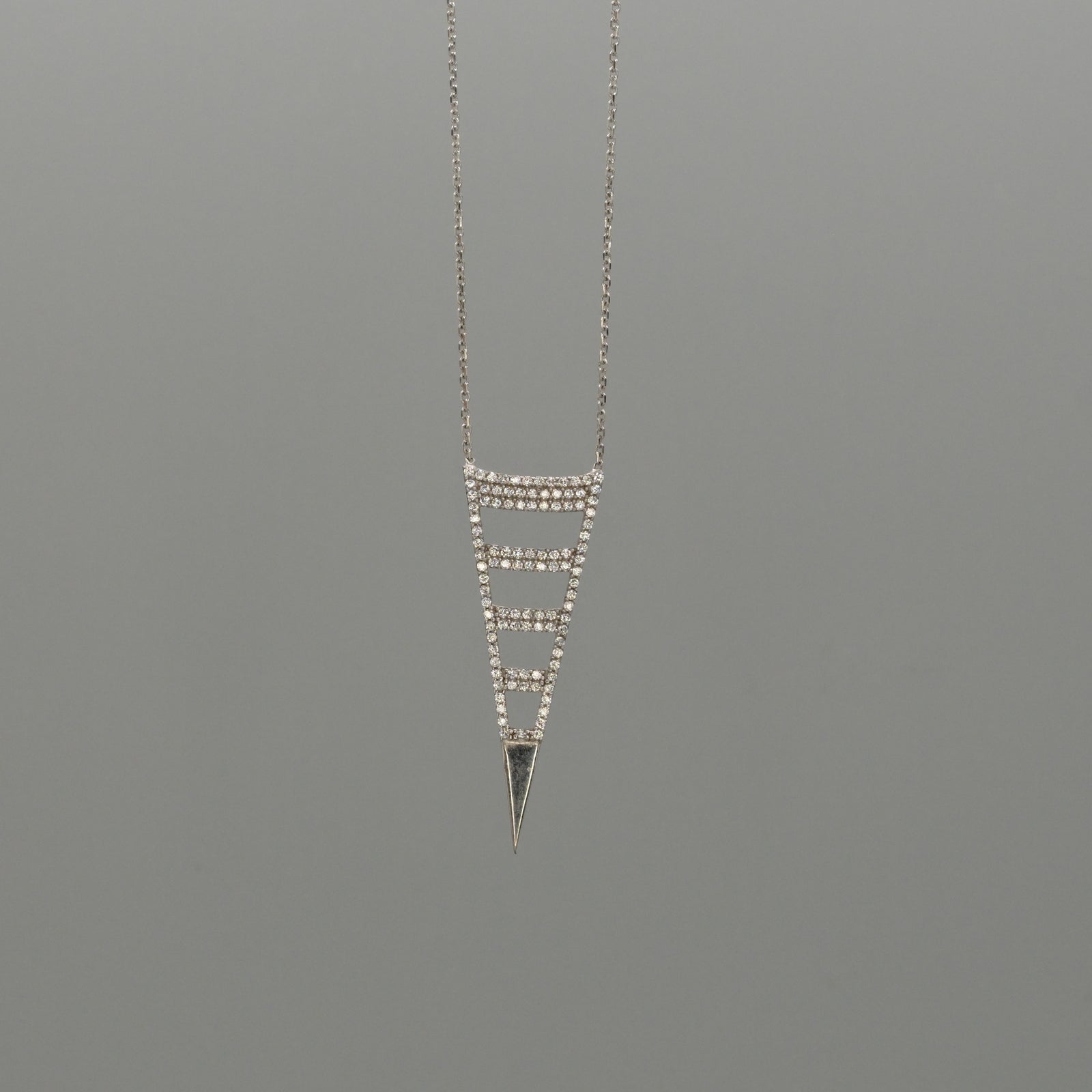 Pave Cut out Triangle Necklace