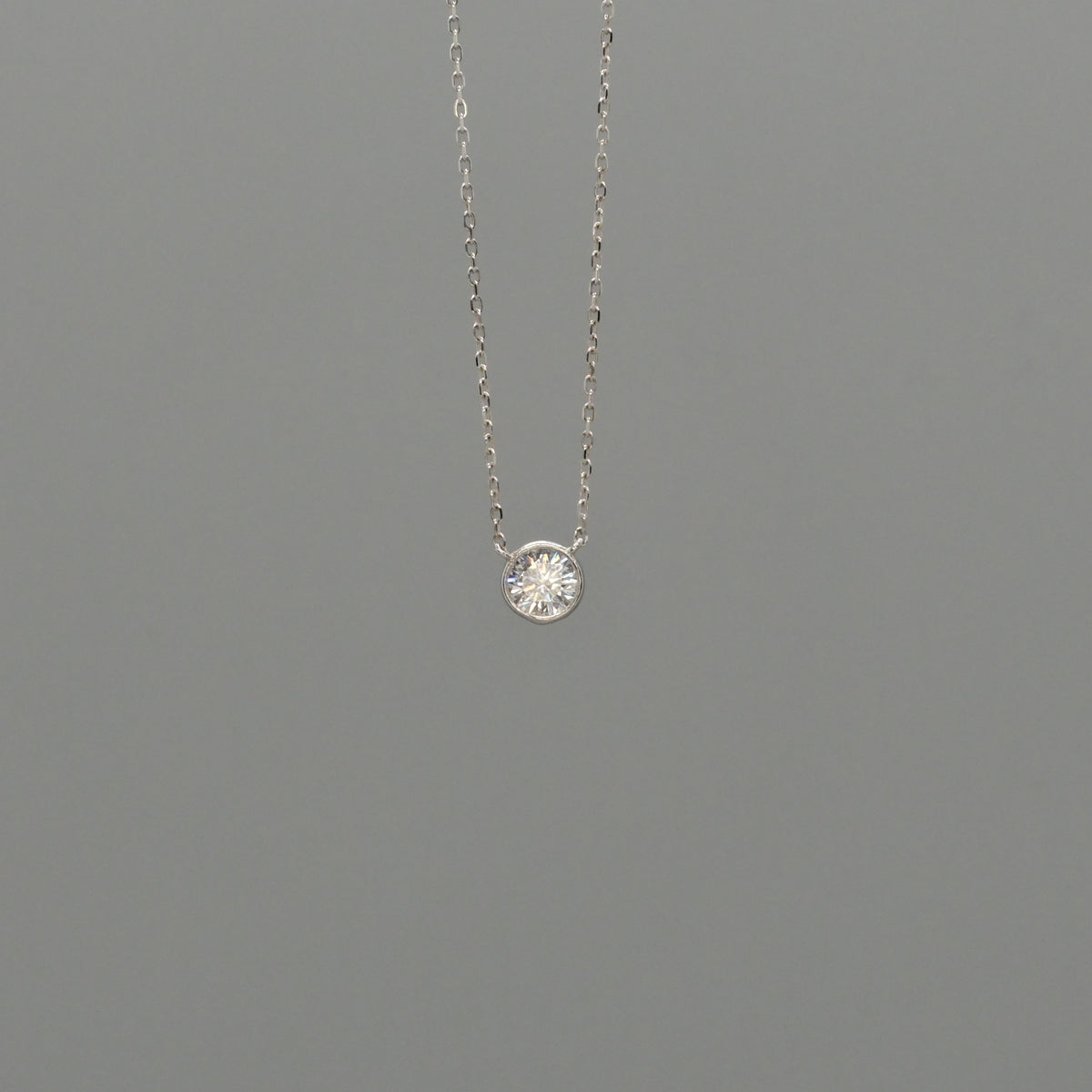 cz bezel silver necklace