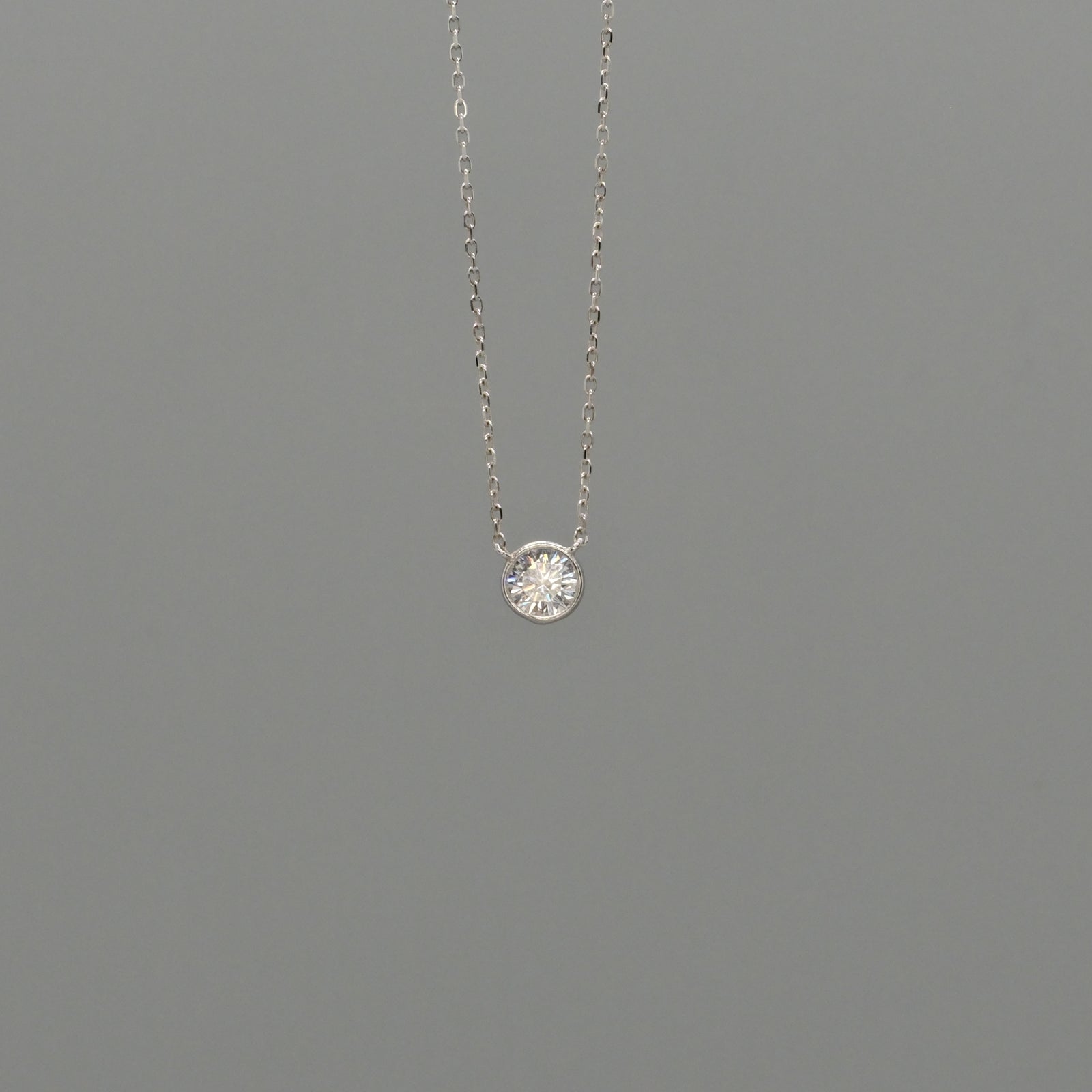 cz bezel silver necklace